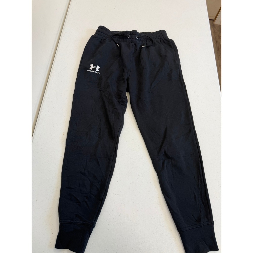 Under Armour Mens Rival Fleece Joggers Black Tapered Sweatpants Size Small